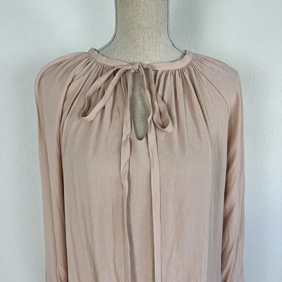 Muche Muchette Women's Pink Flowy Peasant Blouse Tassel Boho Shirt Top OS NWT - Picture 9 of 12